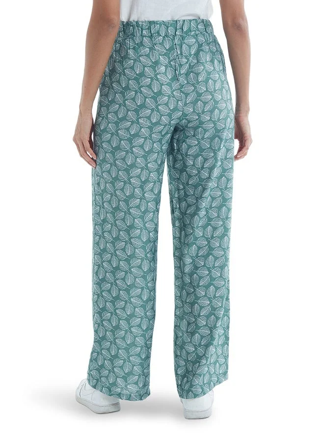 Asharae  Women's Printed Flared Pant With Elasticated Waist Band And Knot At Waist Comfortable Material, Breathable Daily Wear, Casual Fashion Outfit, Special Occasion Outfit, Trendy & Chic Apparel for Women | Best Price UAE